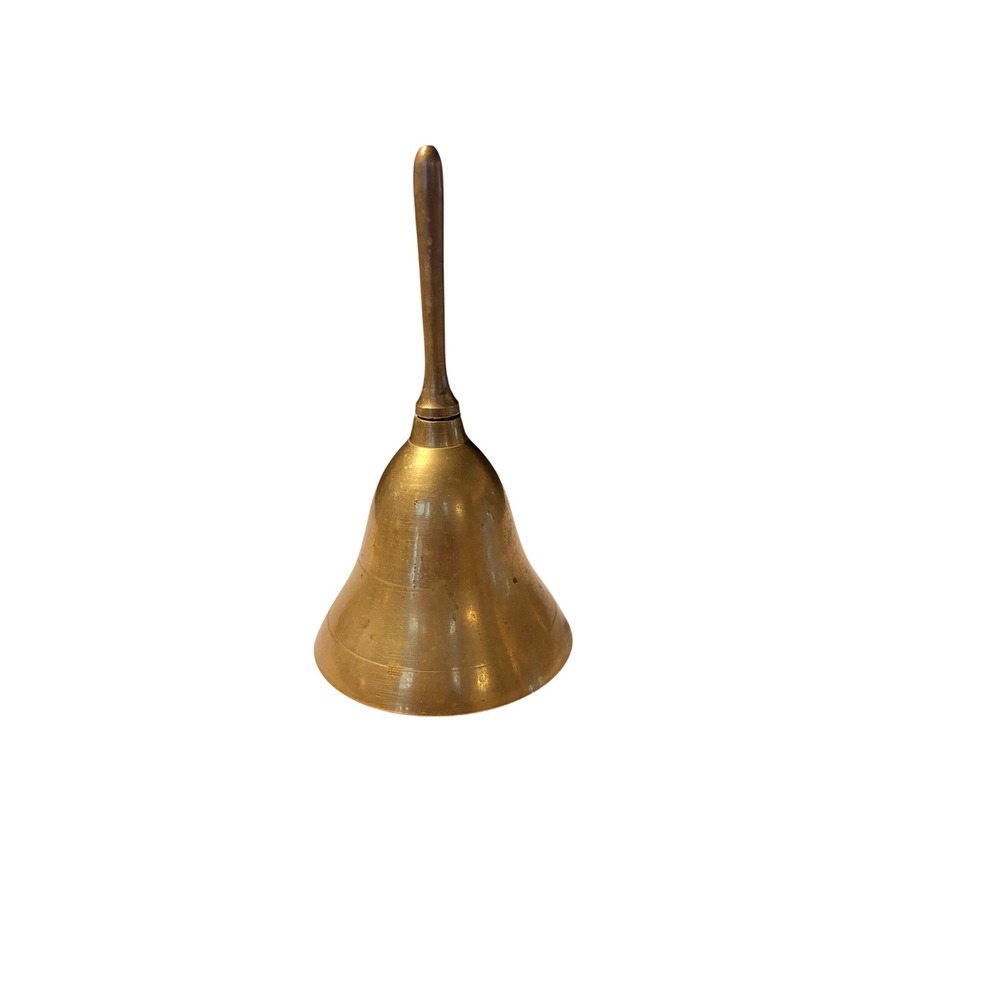 Brass Hand Bell 5in Gold Tone Vintage w/Patina Service Bell Schoolhouse Nautical